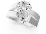White gold Modern Tension Set Pear Solitaire Wide Band Ring_147