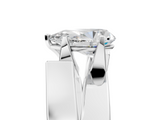 White gold Modern Tension Set Pear Solitaire Wide Band Ring_150