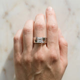 White gold Modern Tension Set Princess Cut Diamond Solitaire Wide Band Ring_164