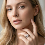 White gold Modern Tension Set Princess Cut Diamond Solitaire Wide Band Ring_165