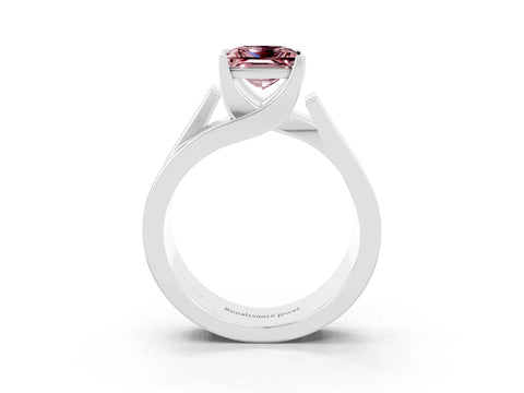 White gold Modern Tension Set Princess Cut Morganite Solitaire Wide Band Ring_3