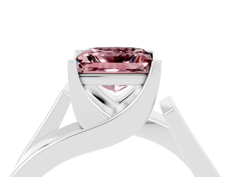White gold Modern Tension Set Princess Cut Morganite Solitaire Wide Band Ring_4