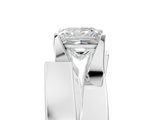 White gold Modern Tension Set Princess Solitaire Wide Band Ring_154