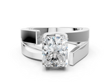 White gold Modern Tension Set Radiant Solitaire Wide Band Ring_195