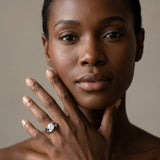 White gold Modern Tension Set Round Cut Diamond Solitaire Wide Band Ring_204