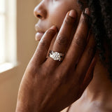 White gold Modern Tension Set Round Cut Diamond Solitaire Wide Band Ring_205