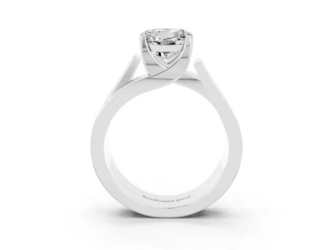 White gold Modern Tension Set Round Cut Moissanite Solitaire Wide Band Ring_3