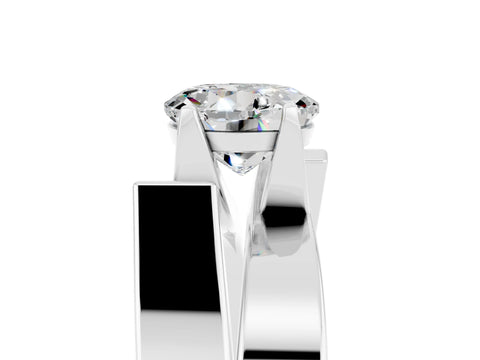 White gold Modern Tension Set Round Cut Moissanite Solitaire Wide Band Ring_5
