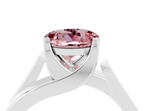 White gold Modern Tension Set Round Cut Morganite Solitaire Wide Band Ring_4