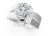 White gold Modern Tension Set Round Solitaire Wide Band Ring_164