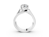 White gold Modern Tension Set Round Solitaire Wide Band Ring_166