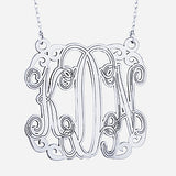 White gold Monogram Pendant Necklace 1