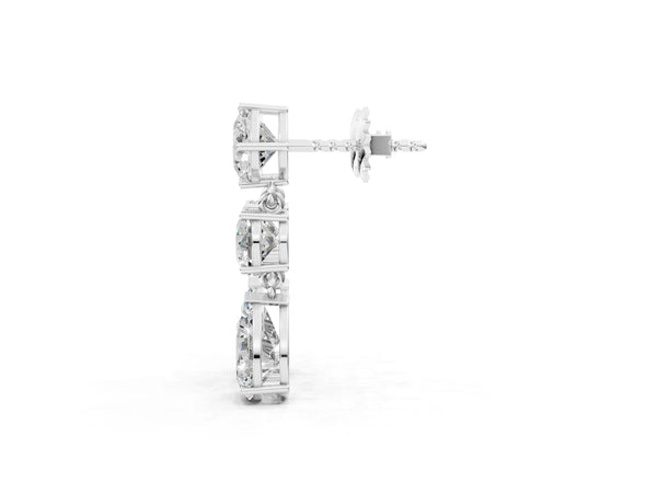 White gold Multi-Shape Diamond Drop Earring