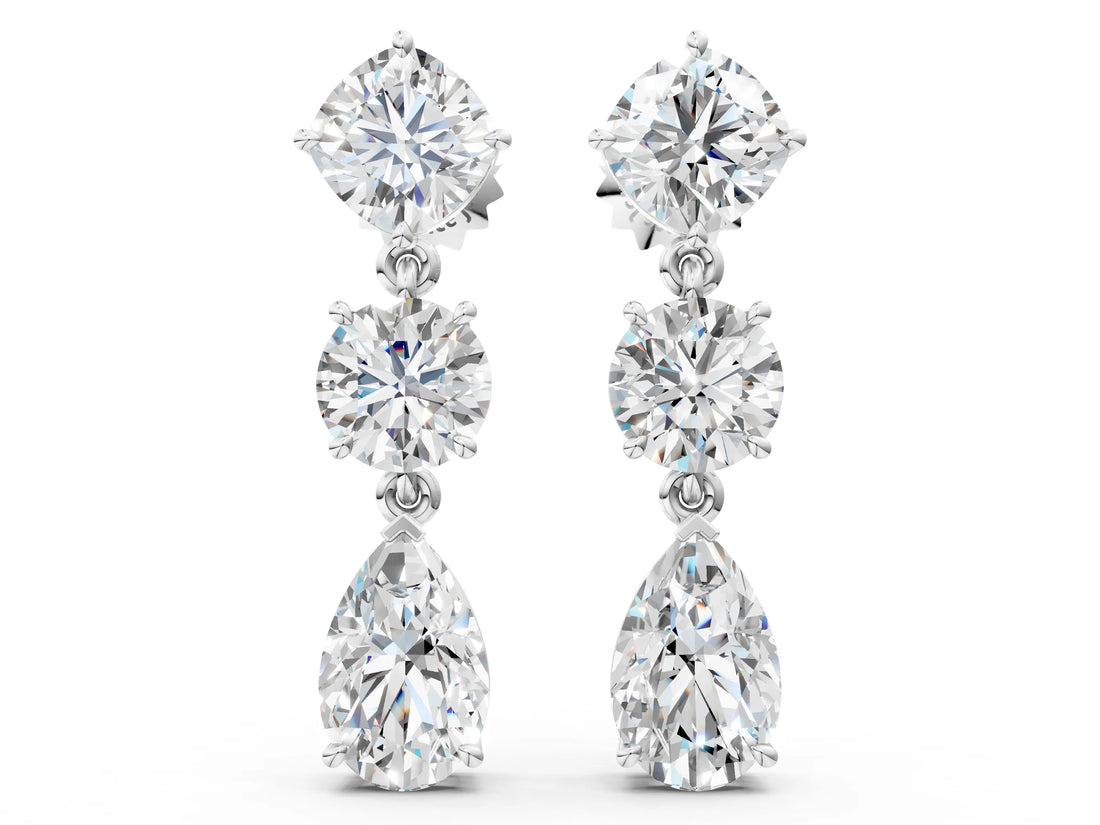 White gold Multi-Shape Diamond Drop Earring