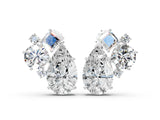 White gold Multi-Shape Diamond Mosaic Five Stone Stud Earrings_16