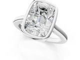 10K White Gold 2.04 Carat F VVS2 Old Mine Elongated Cushion Diamond Bezel Set Ring
