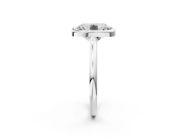 10K White Gold 2.04 Carat F VVS2 Old Mine Elongated Cushion Diamond Bezel Set Ring