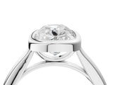 10K White Gold 2.04 Carat F VVS2 Old Mine Elongated Cushion Diamond Bezel Set Ring