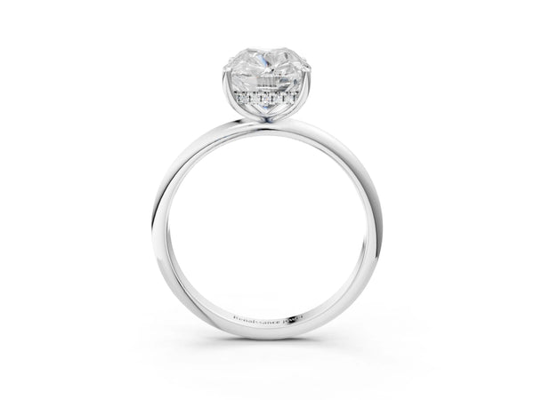 White gold Old Mine Elongated Cushion Diamond Classic Band Four Prong Solitaire Ring