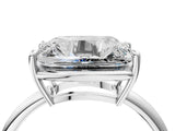 White gold Old Mine Elongated Cushion Diamond East-West Bezel Set Four Claw Solitaire Ring_21