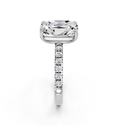 White gold Old Mine Elongated Cushion Diamond Pave Band Ring_18