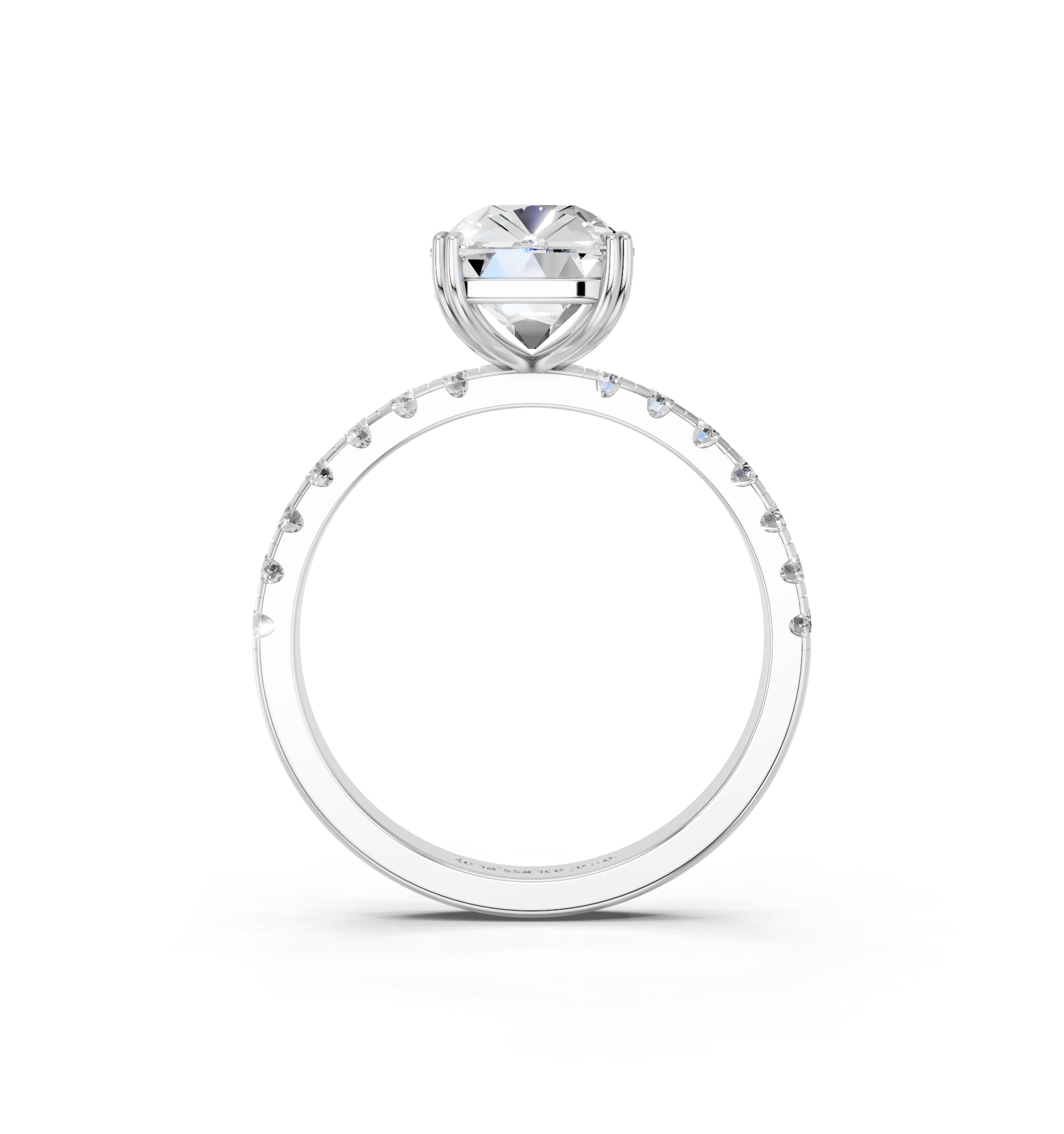 White gold Old Mine Elongated Cushion Diamond Pave Band Ring_19