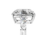 White gold Old Mine Elongated Cushion Diamond with Side Tapered Baguette Three Stone Ring_51