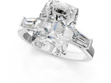White gold Old Mine Elongated Cushion Diamond with Side Tapered Baguette Three Stone Ring_59