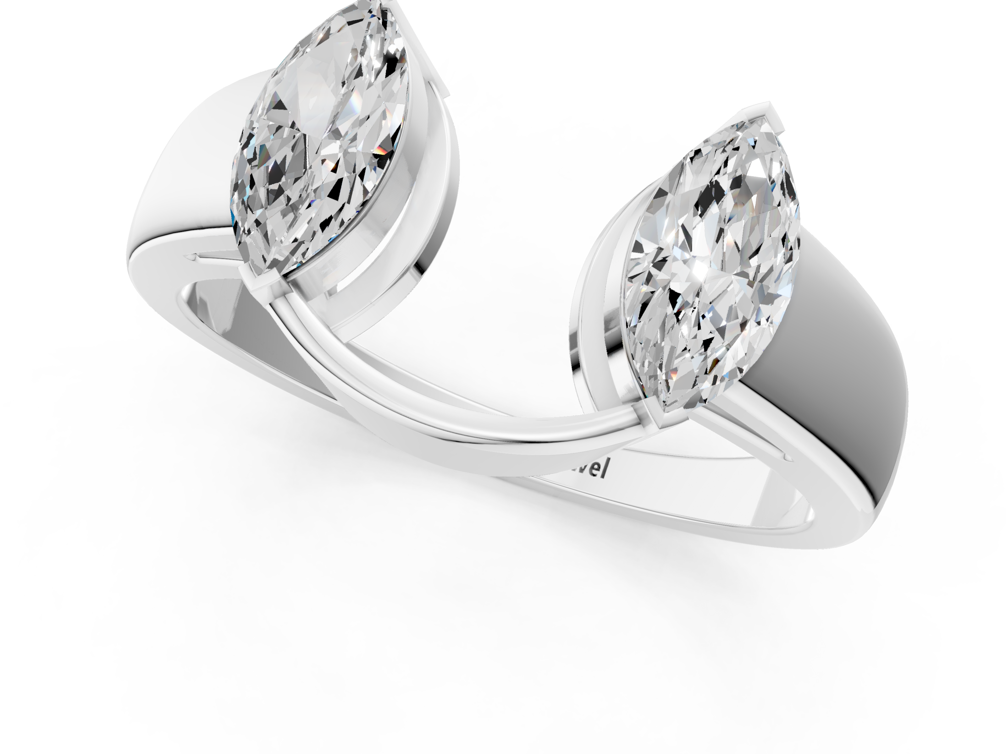 White gold Open Band Marquise Diamond Tension Setting_46