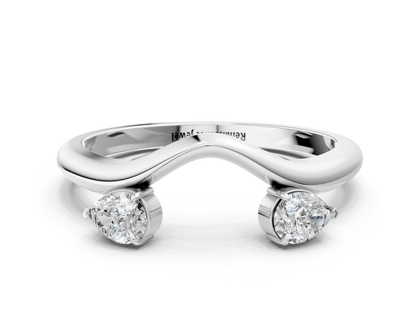 Platinum Pear Cut Diamond Two-Stone Open Band Ring with Prong Setting
