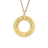 White gold Open Circle Pendant with Custom Engraving 1