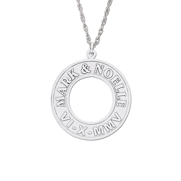 Silver Open Circle Pendant with Custom Engraving