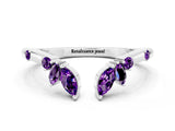 White gold Open Marquise Cluster Amethyst Band with Prong Setting_6