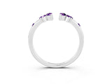 White gold Open Marquise Cluster Amethyst Band with Prong Setting_9