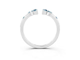 White gold Open Marquise Cluster Aquamarine Band with Prong Setting_9