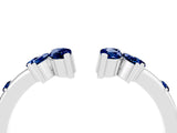 White gold Open Marquise Cluster Blue Sapphire Band with Prong Setting_10
