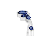 White gold Open Marquise Cluster Blue Sapphire Band with Prong Setting_11