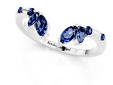 White gold Open Marquise Cluster Blue Sapphire Band with Prong Setting_7