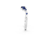 White gold Open Marquise Cluster Blue Sapphire Band with Prong Setting_8