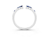 White gold Open Marquise Cluster Blue Sapphire Band with Prong Setting_9