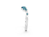 White gold Open Marquise Cluster Blue Topaz Band with Prong Setting_8