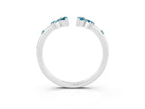 White gold Open Marquise Cluster Blue Topaz Band with Prong Setting_9