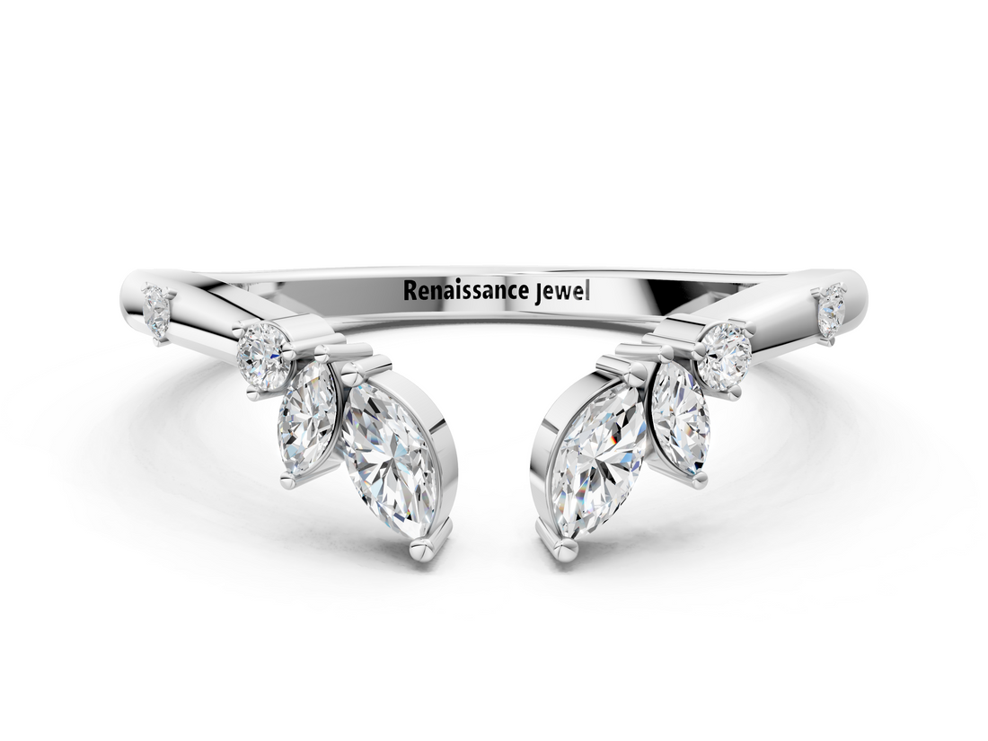White gold Open Marquise Cluster Diamond Band with Prong Setting_108