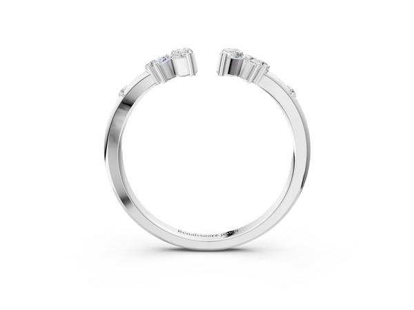 Silver Open Marquise Cluster Diamond Band with Prong Setting