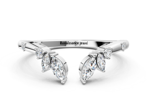 White gold Open Marquise Cluster Diamond Band with Prong Setting