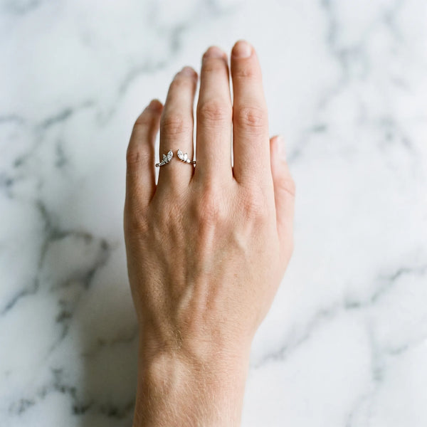 White gold Open Marquise Cluster Diamond Band with Prong Setting
