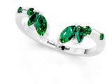 White gold Open Marquise Cluster Emerald Band with Prong Setting_7