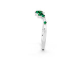 White gold Open Marquise Cluster Emerald Band with Prong Setting_8