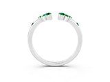 White gold Open Marquise Cluster Emerald Band with Prong Setting_9