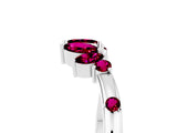 White gold Open Marquise Cluster Garnet Band with Prong Setting_11